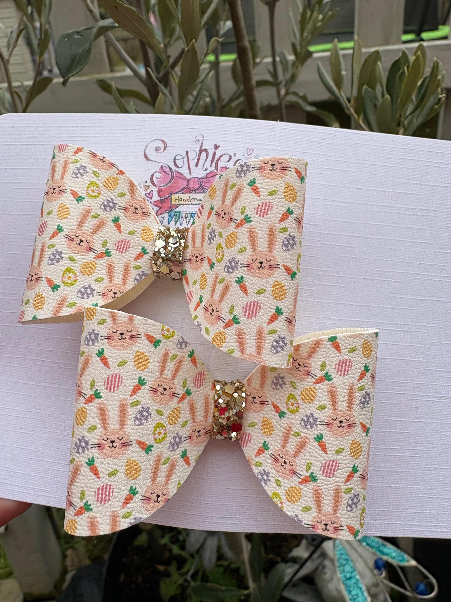 Rabbit and Carrots Pigtail Bows