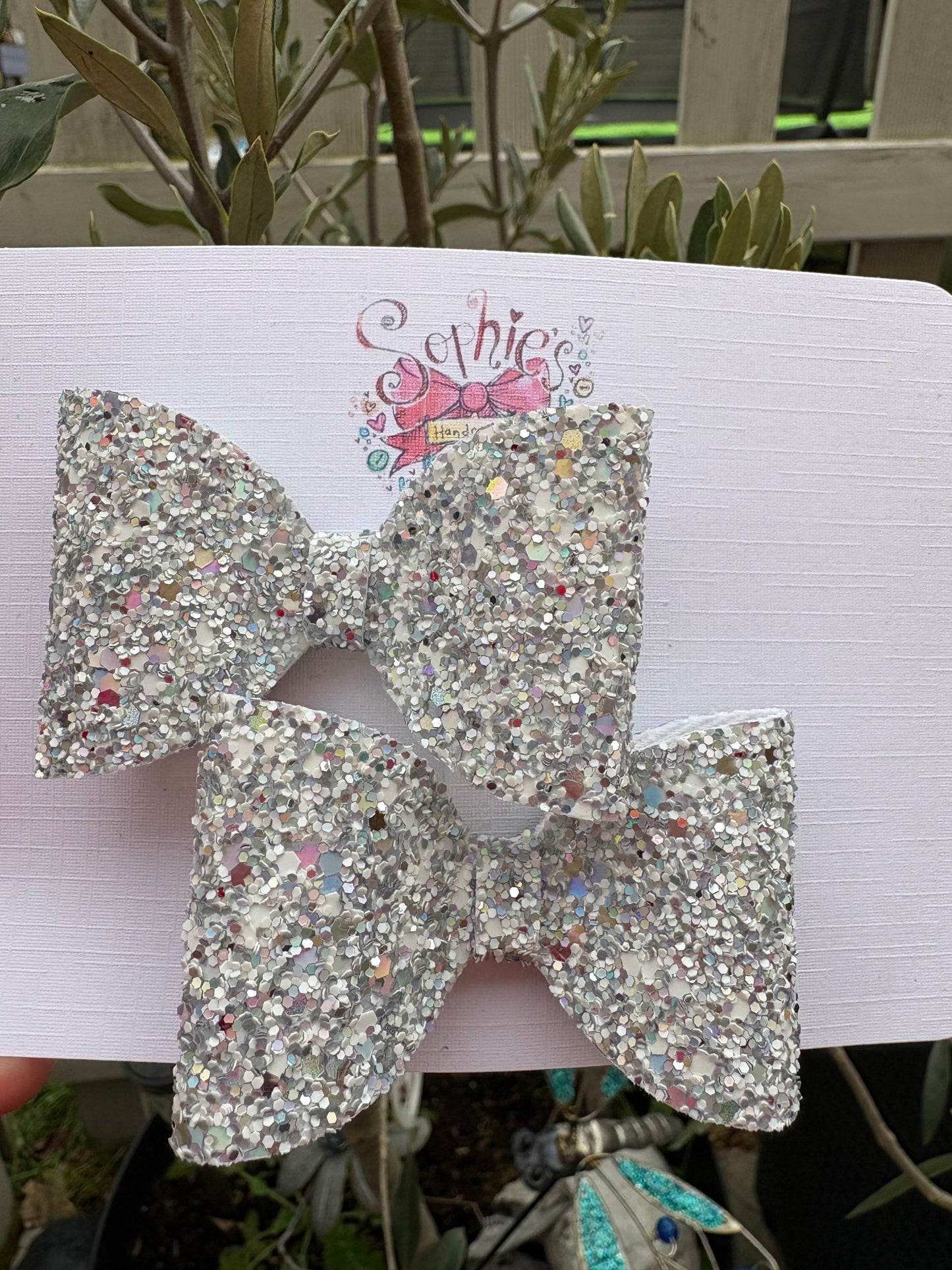 Tinsel Silver Pigtail Bows