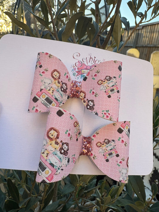 Safari Pink Pigtail Bows