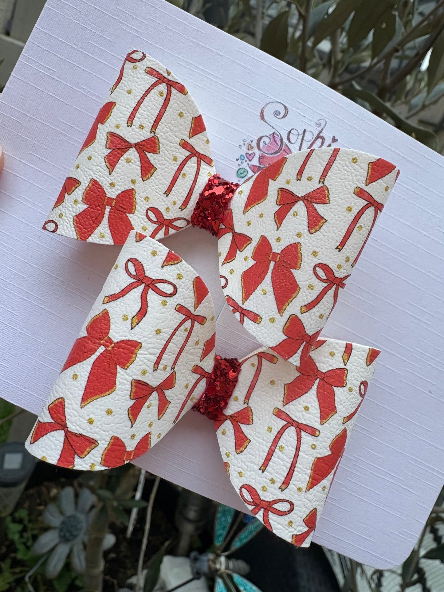 Red Coquette Pigtail Bows 2.5inch