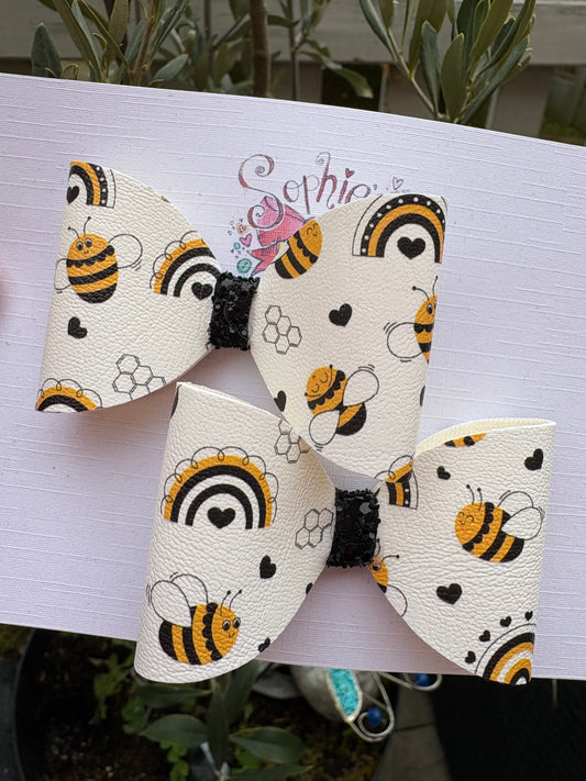 Busy Bees Pigtail Bows