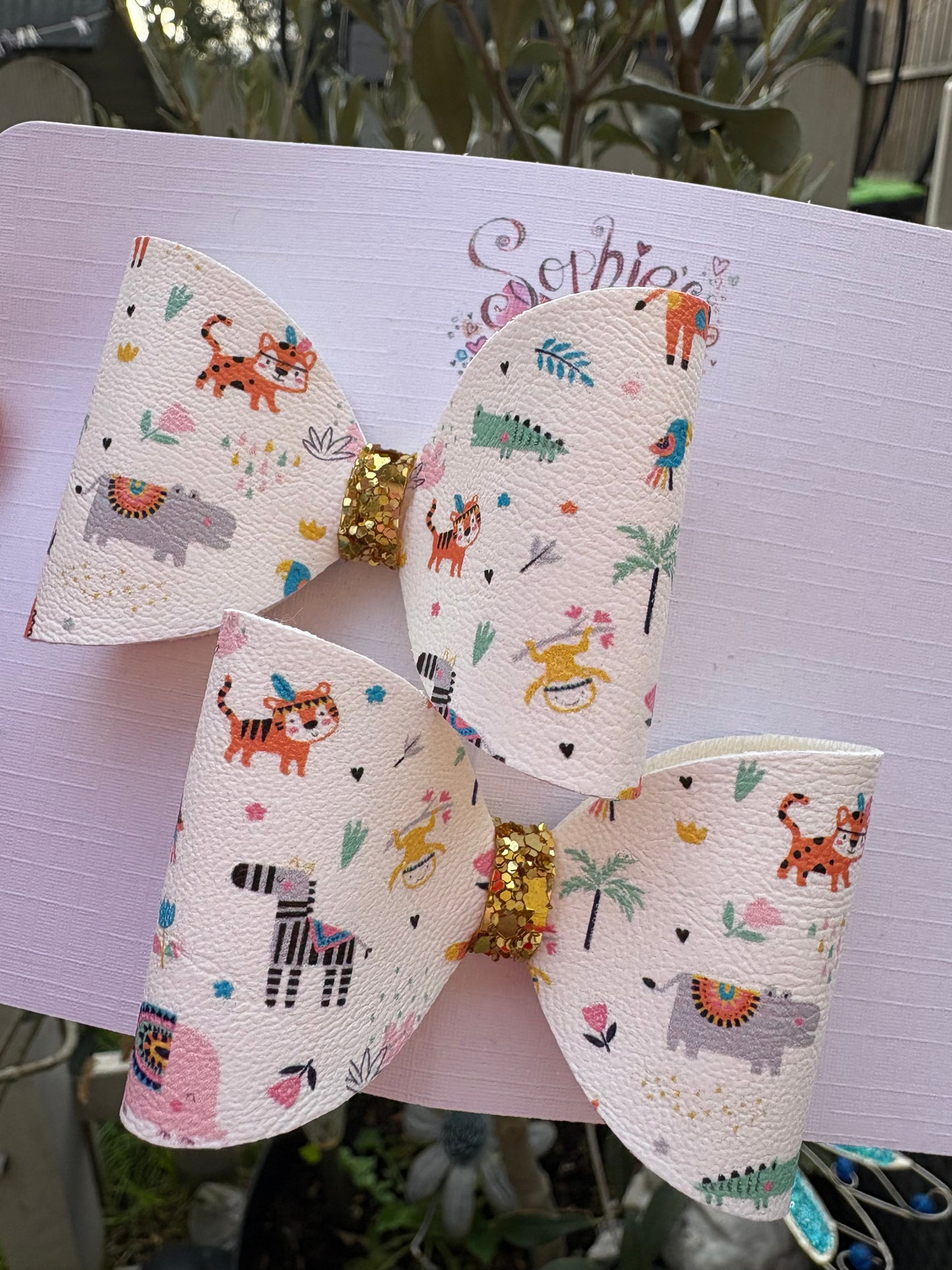 Jungle Animal Pigtail Bows 2.5inch