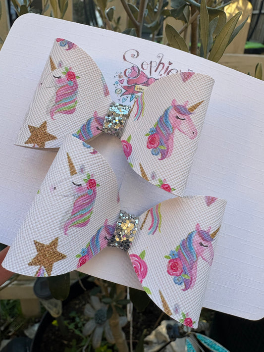 Unicorn Sparkle Pigtail Bows