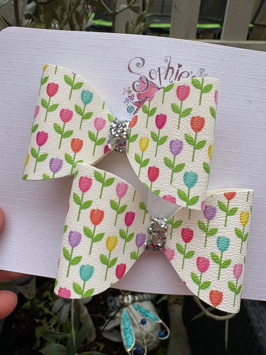 Colourful Tulip Pigtail Bows