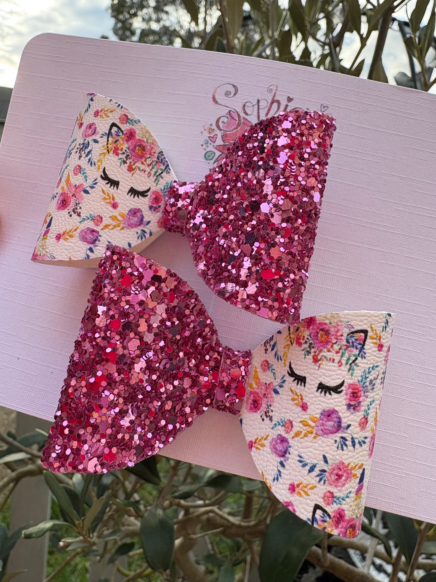 Unicorn Glitter Pigtail Bows 2.5inch