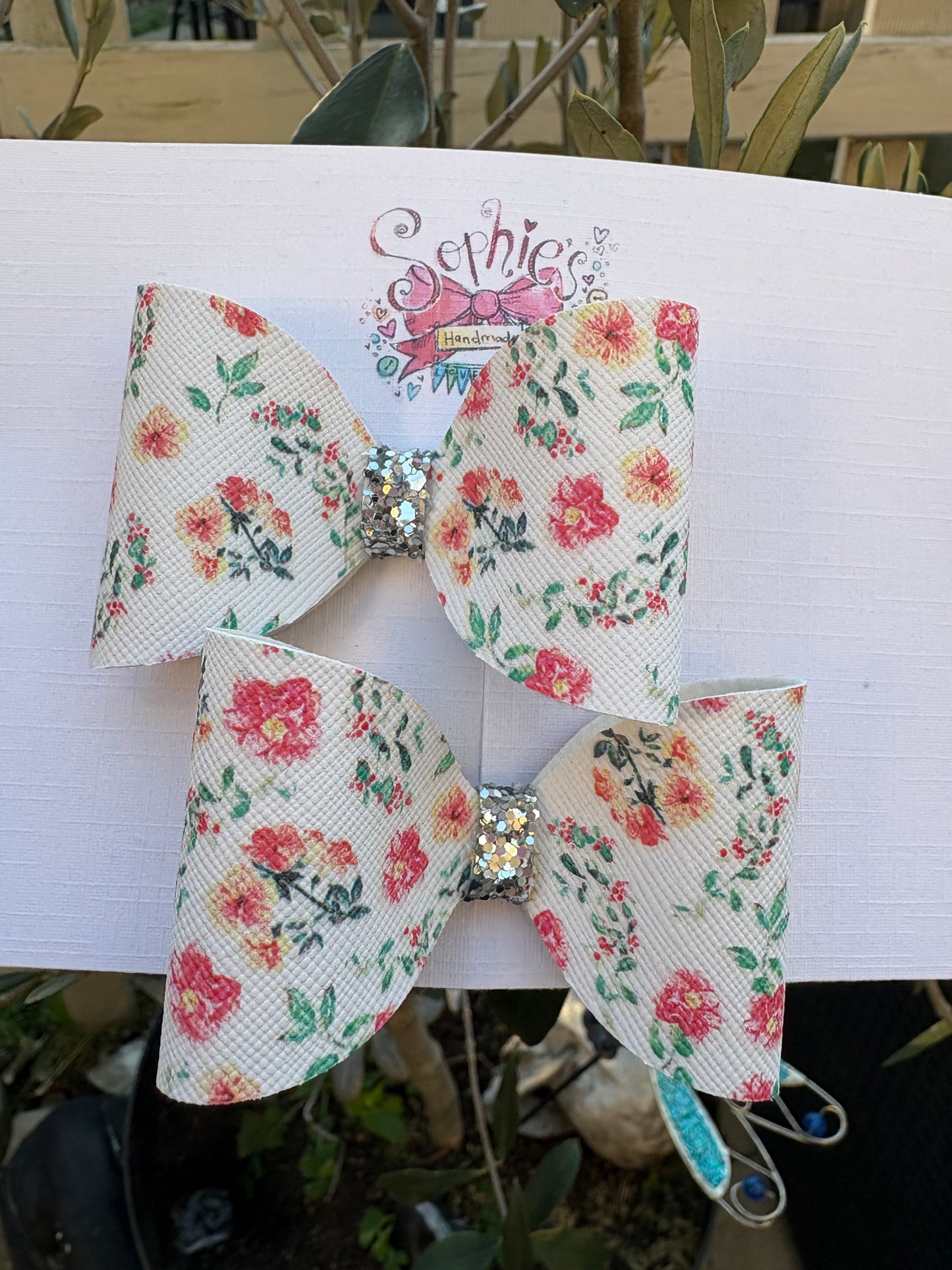 Spring Floral Pigtail Bows