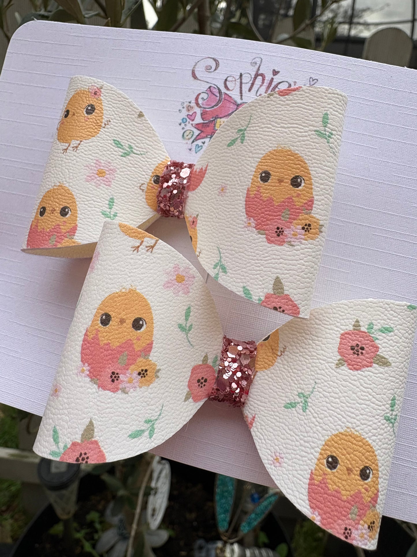 Cute Easter Chick Pigtail Bows