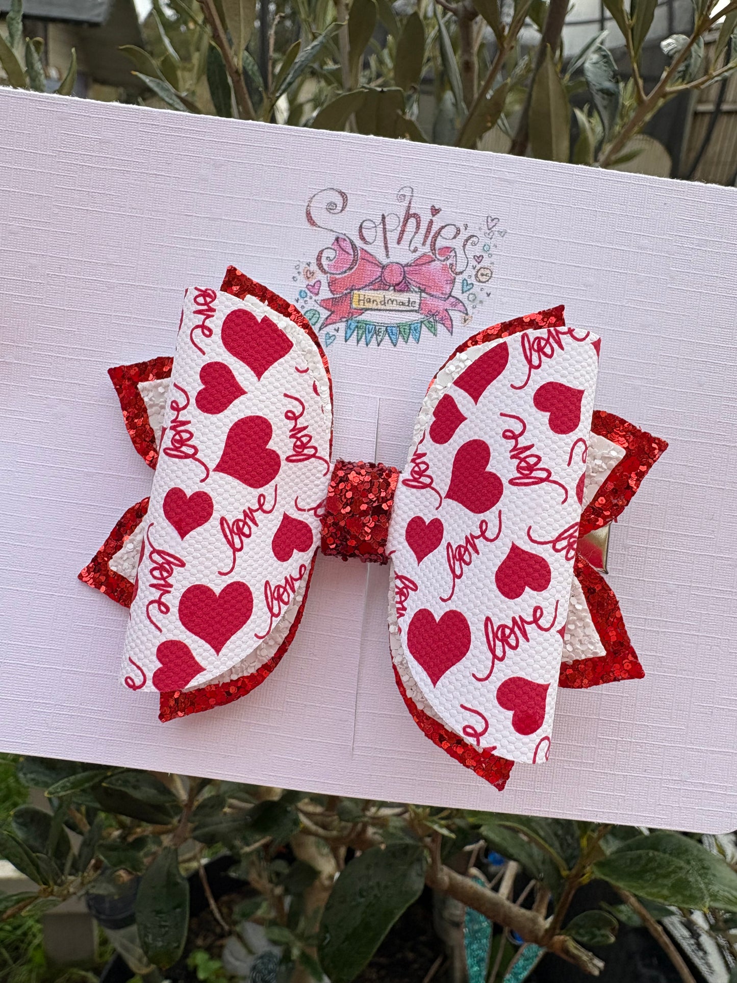 Red Love Heart 3.5inch Bows