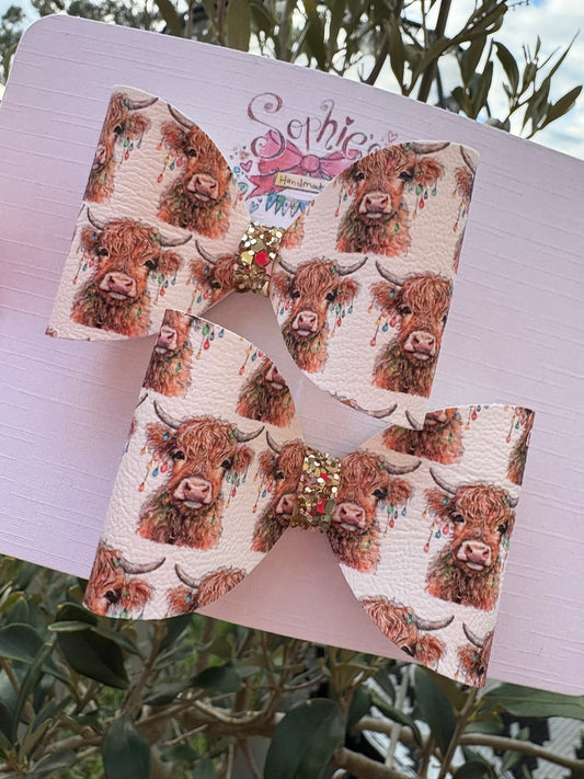 Highland Cow Pigtail 2.5 inch bows