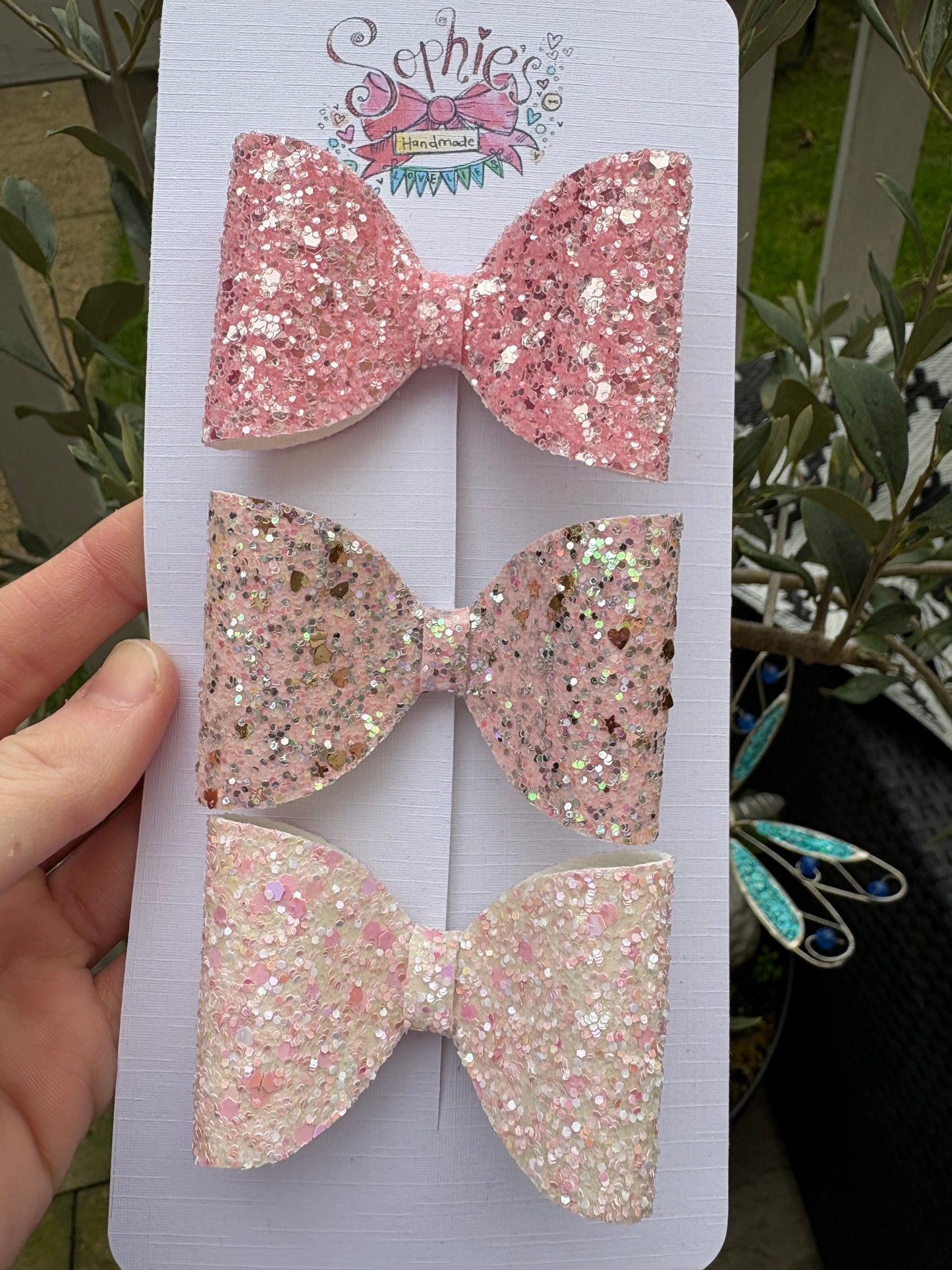 Pink Sparkle 3 Pack 2.5inch Bows