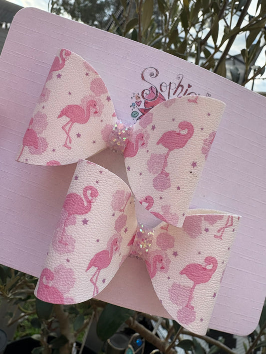 Flamingo Pigtail Bows 2.5inch