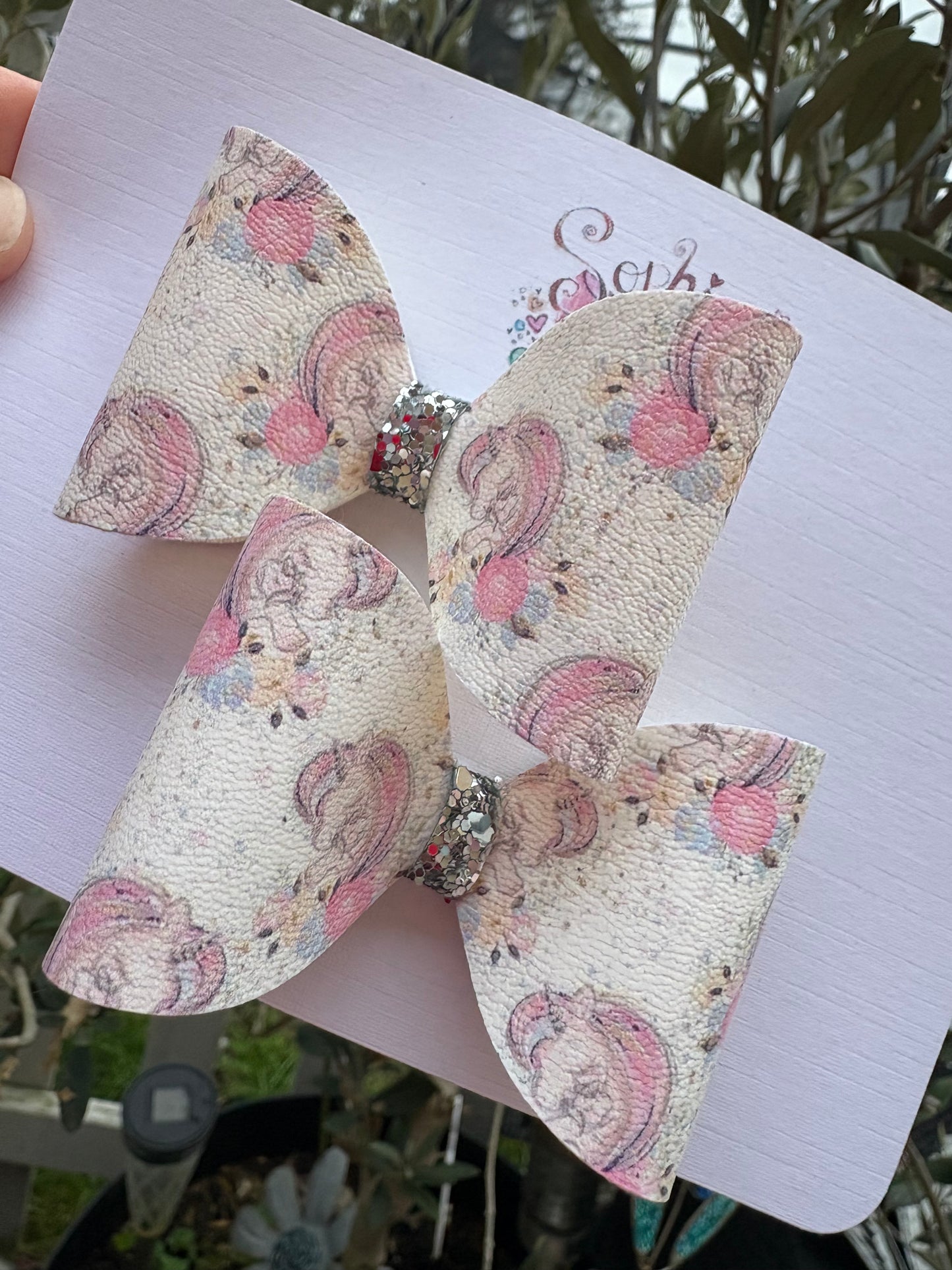 Sleeping Unicorn Pigtail Bows 2.5inch