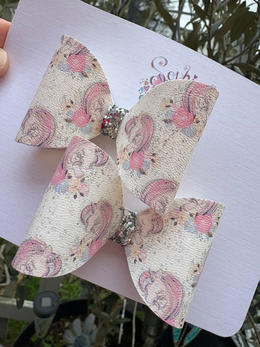 Sleeping Unicorn Pigtail Bows 2.5inch
