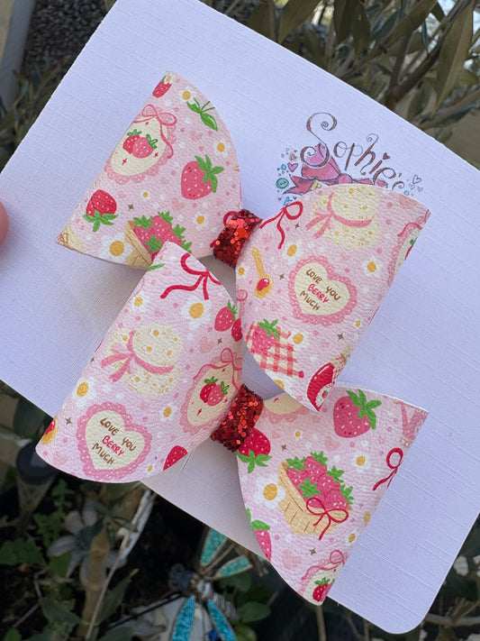 Strawberry Love 2.5inch Pigtail Bows