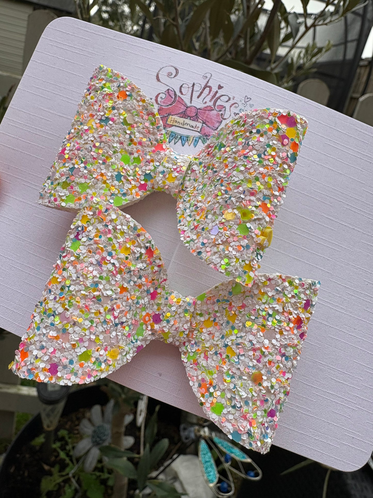 Easter Confetti Glitter Pigtail Bows