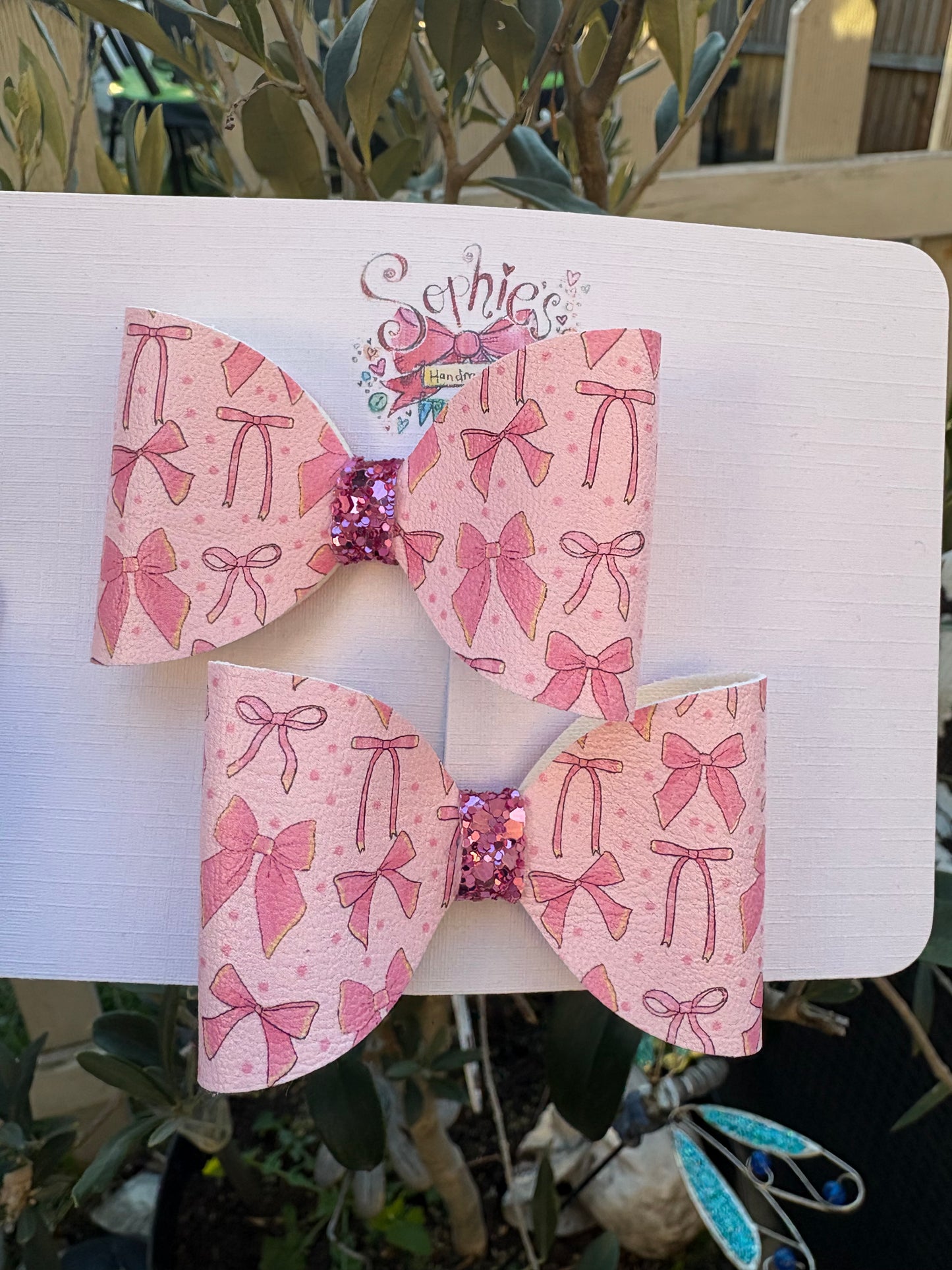 Pink Bow Design Pigtail 2.5 inch bows