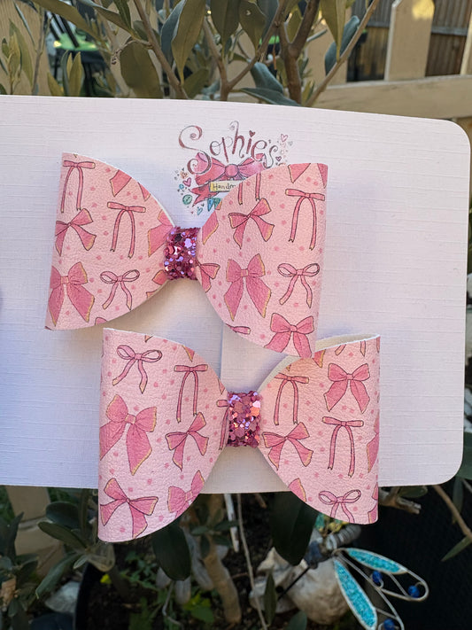 Pink Bow Design Pigtail 2.5 inch bows