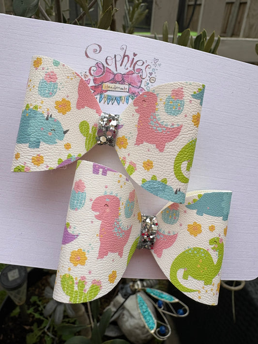 Cute Dinosaur Pigtail Bows