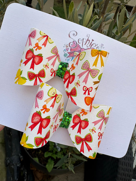Fruit Bow Design 2.5inch Pigtail Bows