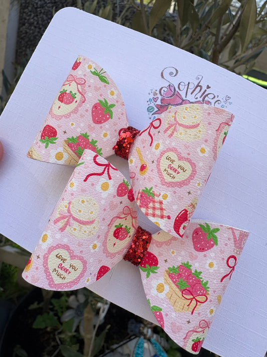 Strawberry Love 2.5inch Pigtail Bows