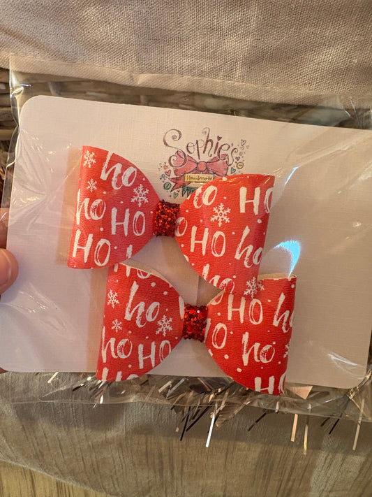 “Ho,Ho,Ho” pigtail bows