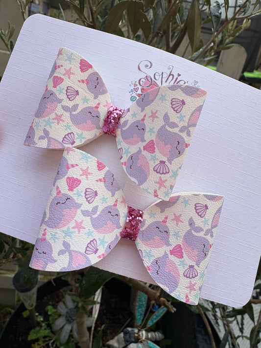 Narwhal 2.5inch Pigtail Bows