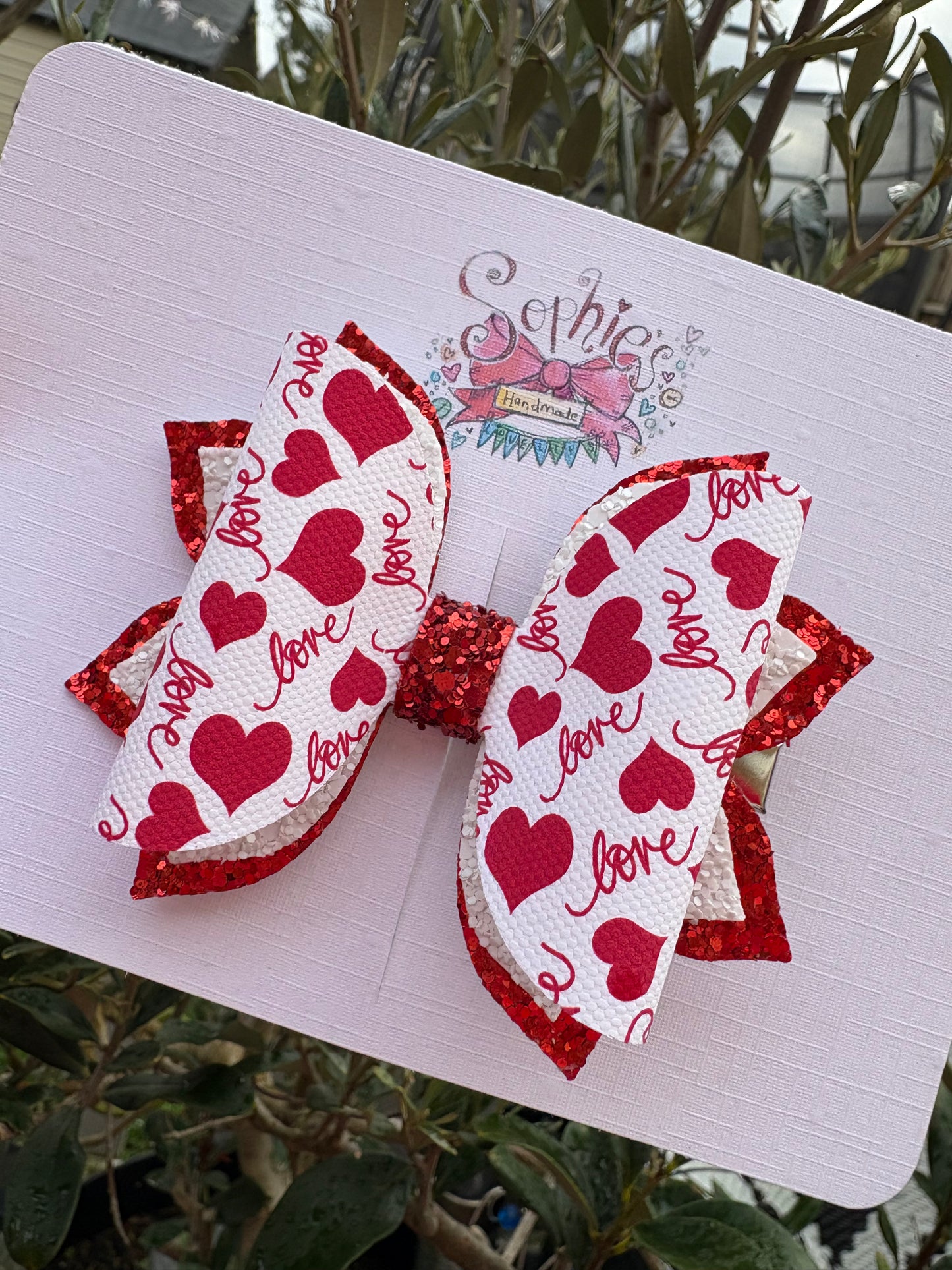 Red Love Heart 3.5inch Bows