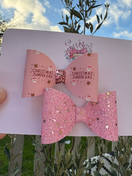 Christmas Jumper Day Pigtail Bows