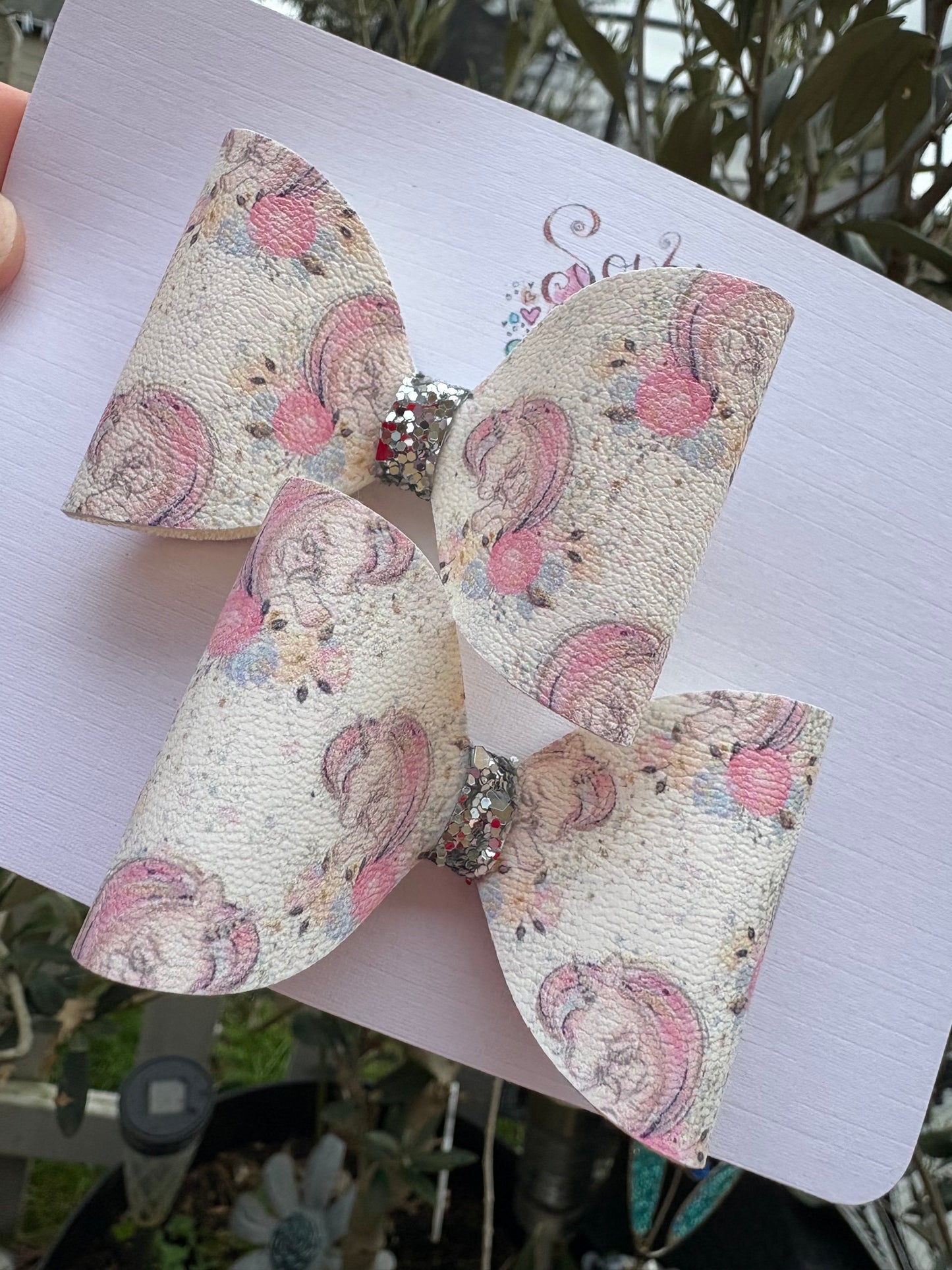 Sleeping Unicorn Pigtail Bows 2.5inch