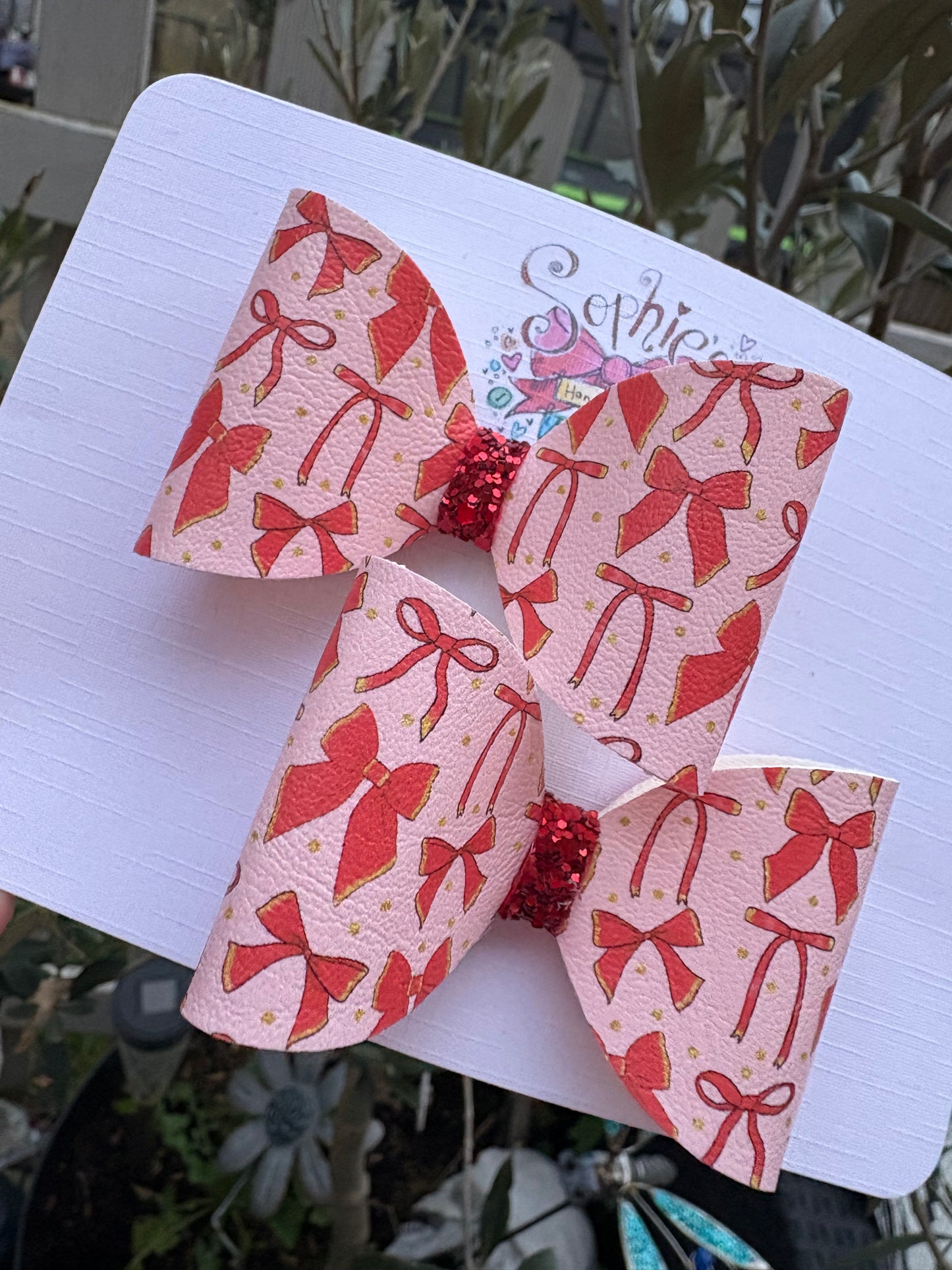 Pink and Red Coquette Pigtail Bows 2.5inch