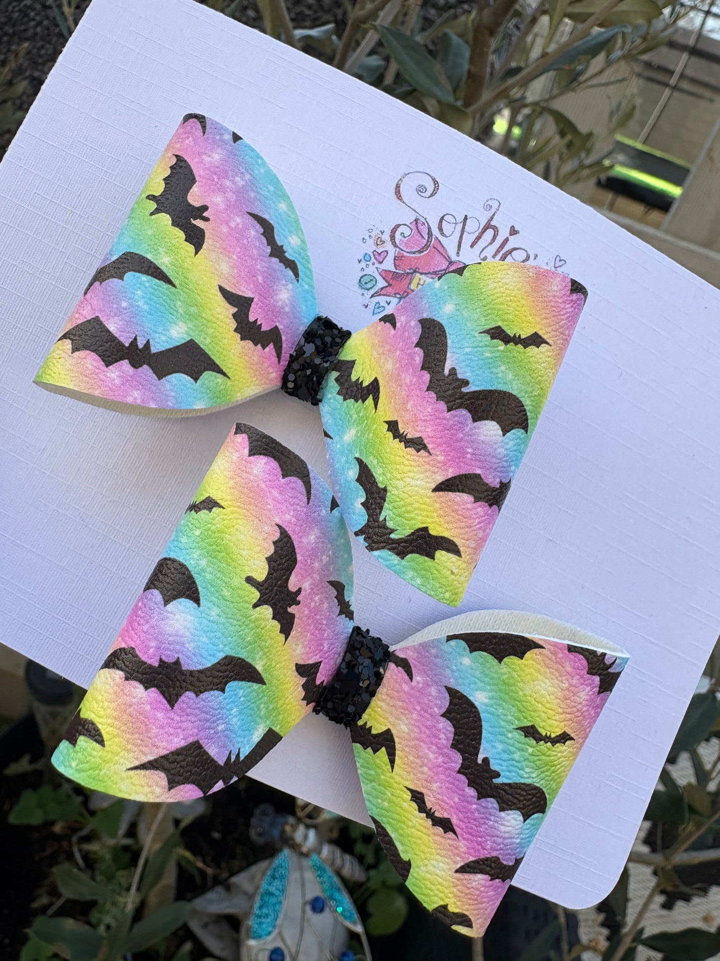 Rainbow Bats 2.5inch Pigtail Bows