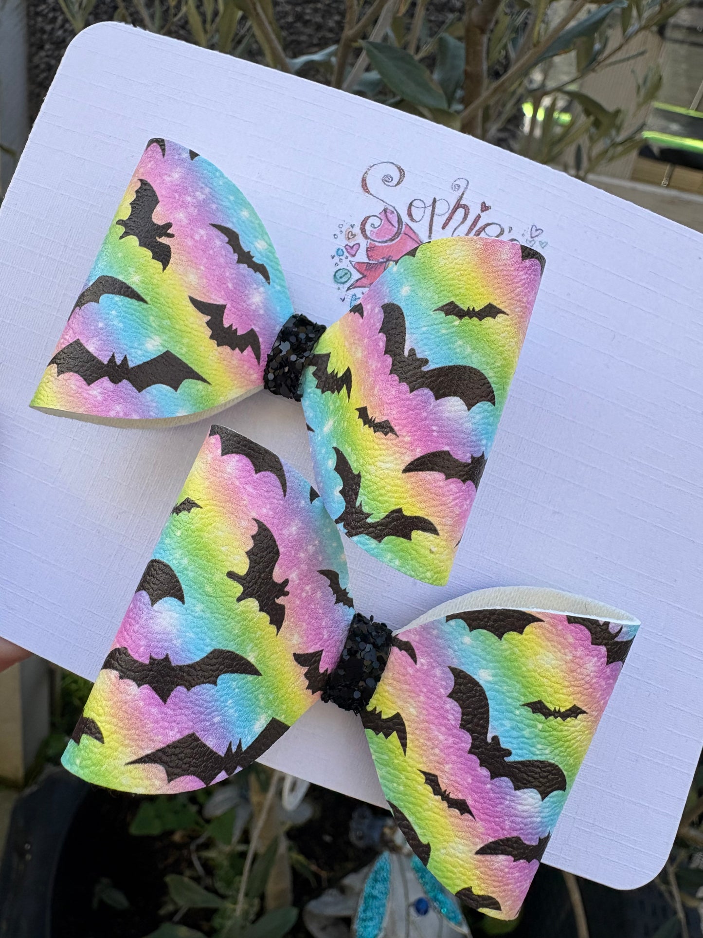 Rainbow Bats 2.5inch Pigtail Bows