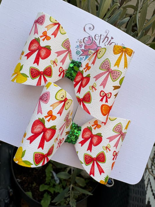 Fruit Bow Design 2.5inch Pigtail Bows