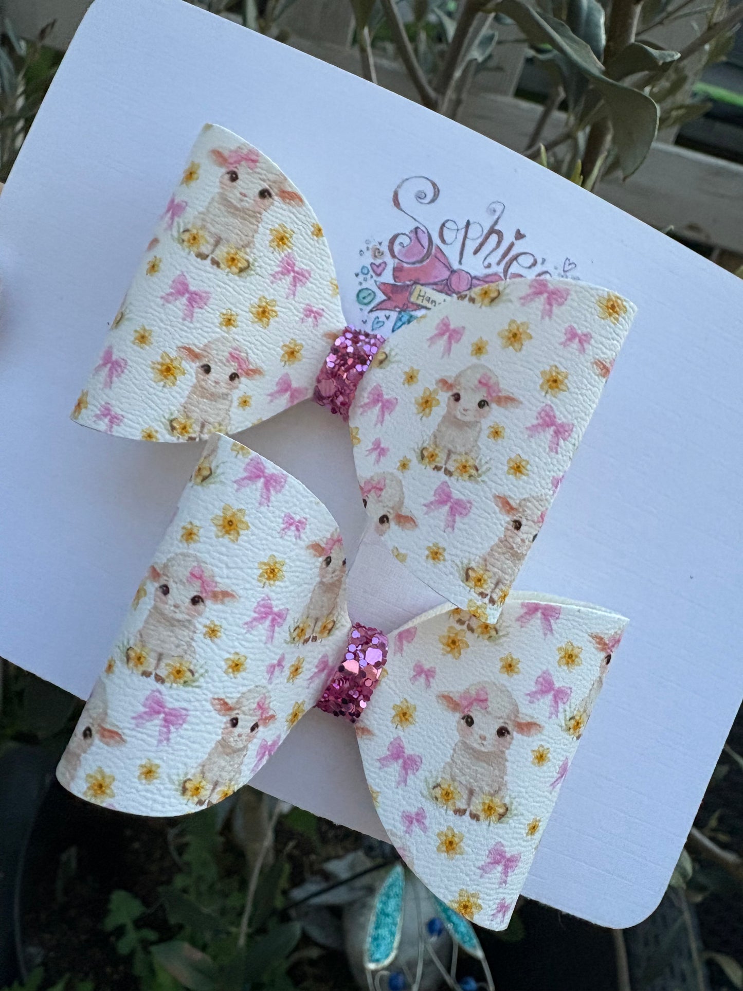 Pink Lamb 2.5inch Pigtail Bows