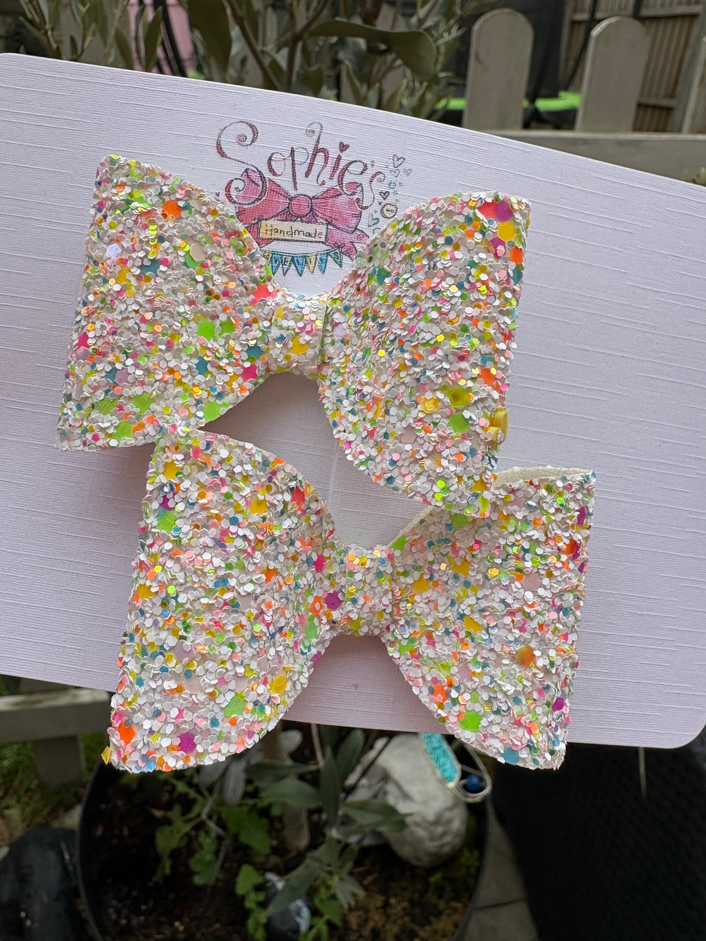 Easter Confetti Glitter Pigtail Bows