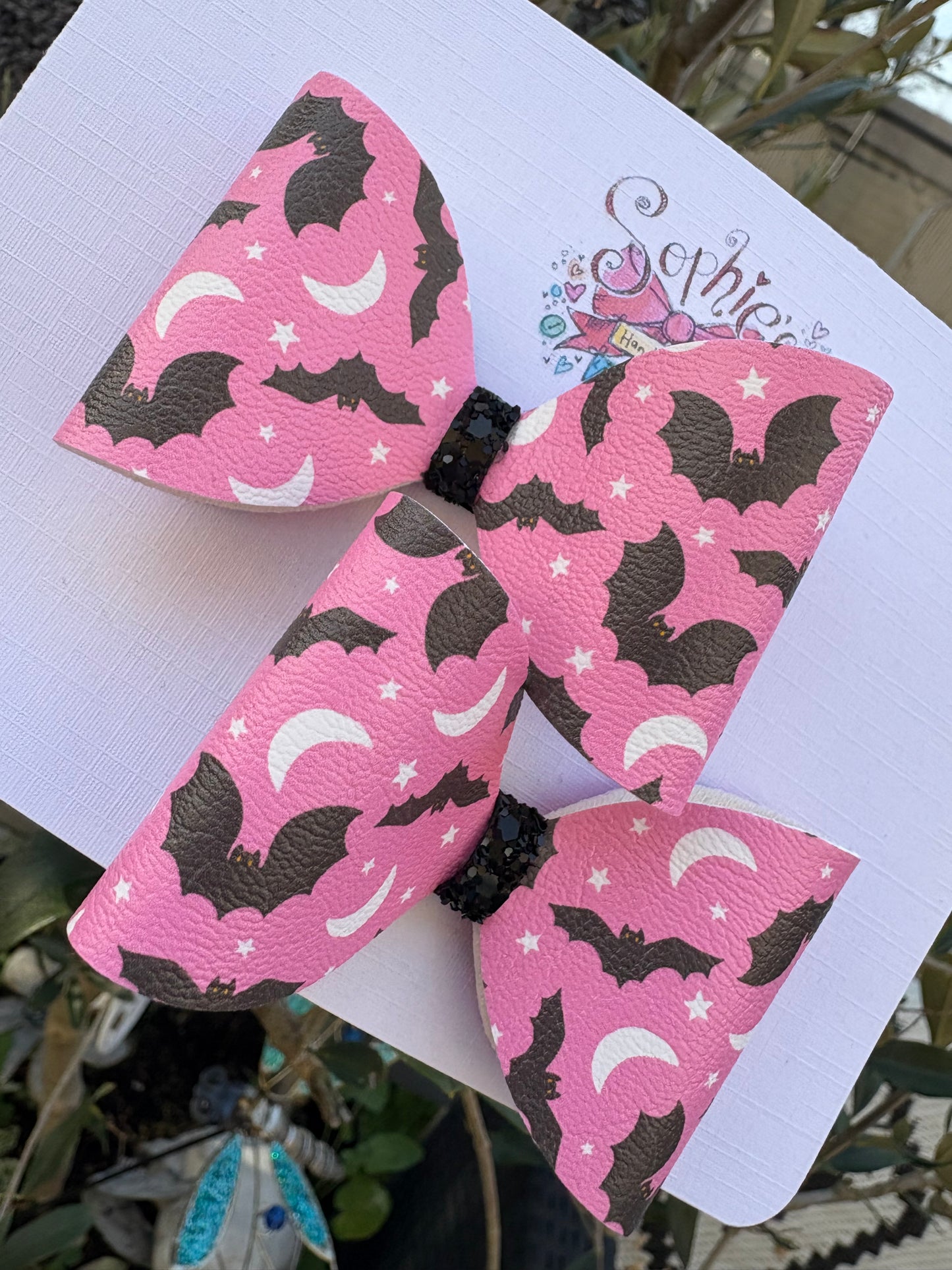 Pink Moon Bats 2.5inch Pigtail Bows