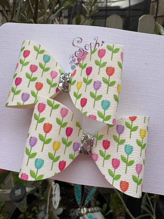 Colourful Tulip Pigtail Bows