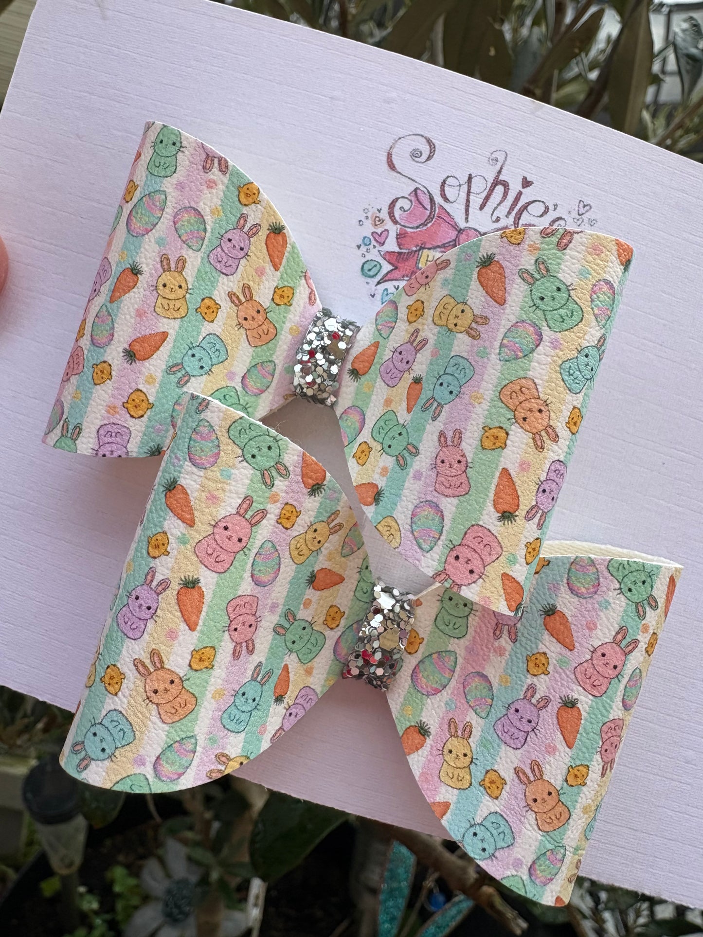 Pastel Stripes Bunny 2.5inch Pigtail Bows