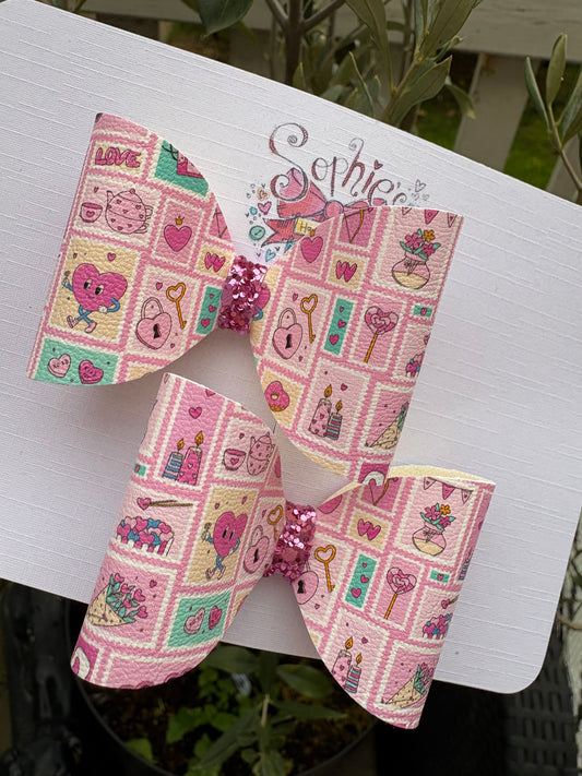 Valentines Collage 2.5inch Pigtail Bows