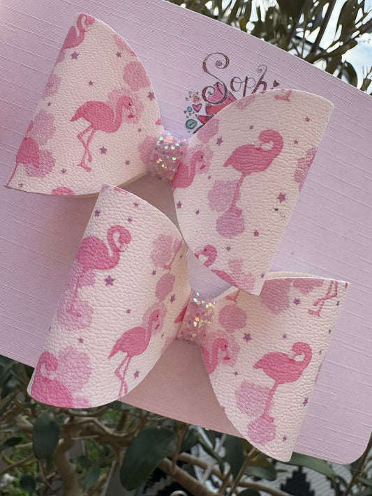 Flamingo Pigtail Bows 2.5inch