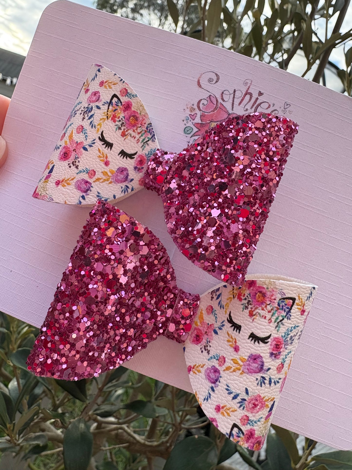 Unicorn Glitter Pigtail Bows 2.5inch