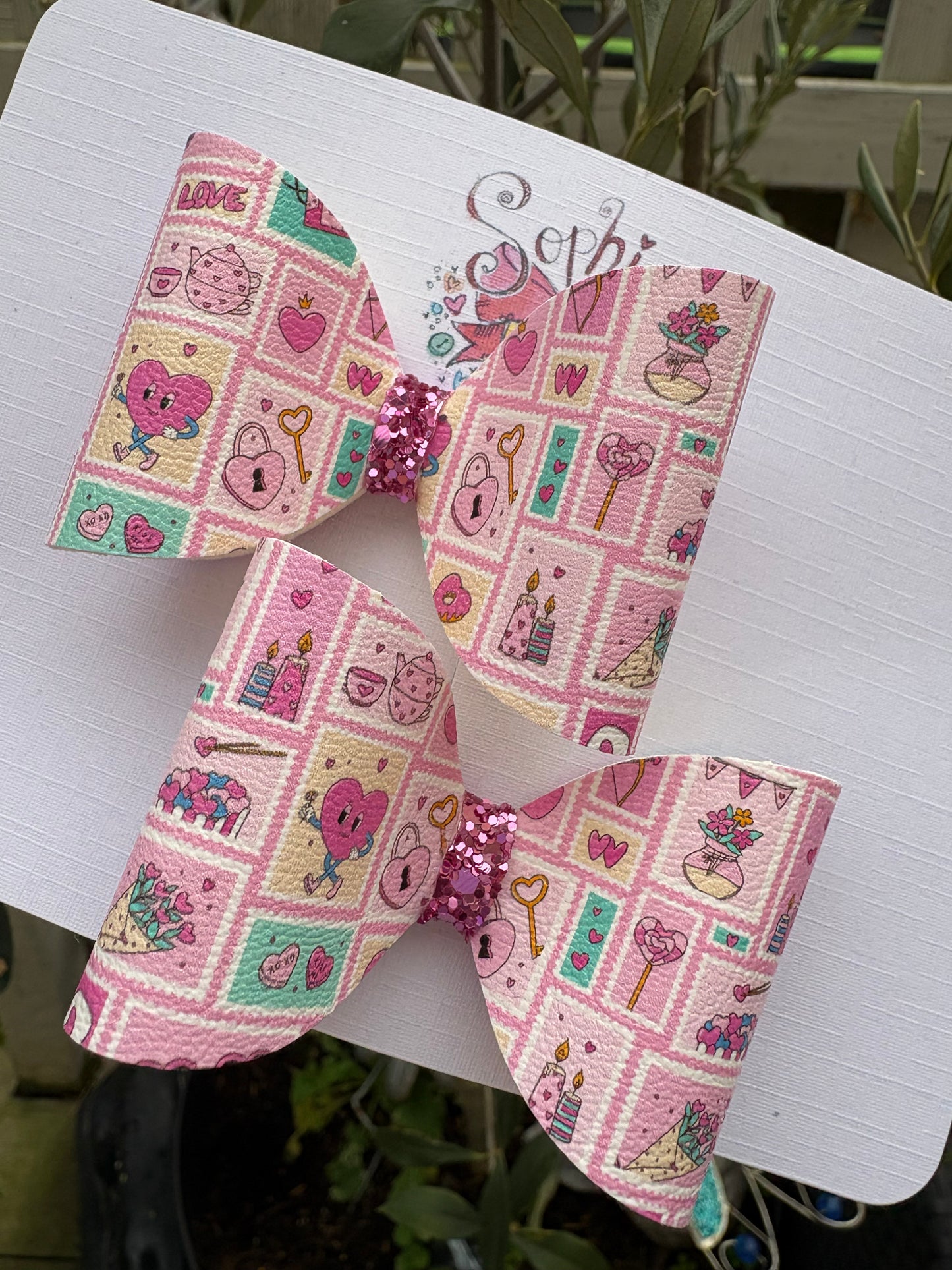 Valentines Collage 2.5inch Pigtail Bows