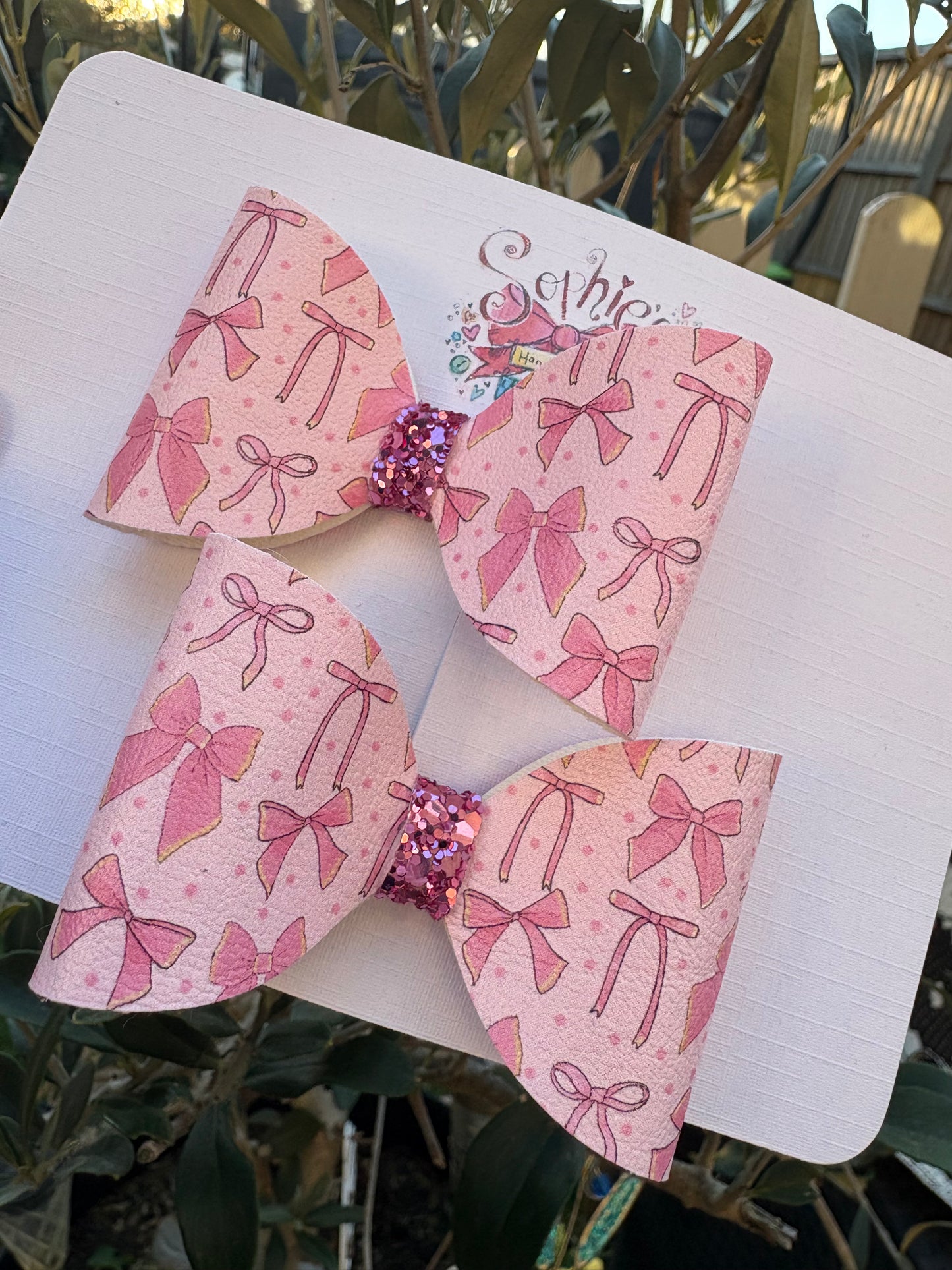 Pink Bow Design Pigtail 2.5 inch bows