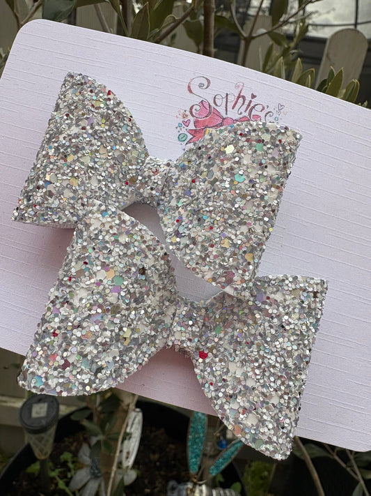 Tinsel Silver Pigtail Bows
