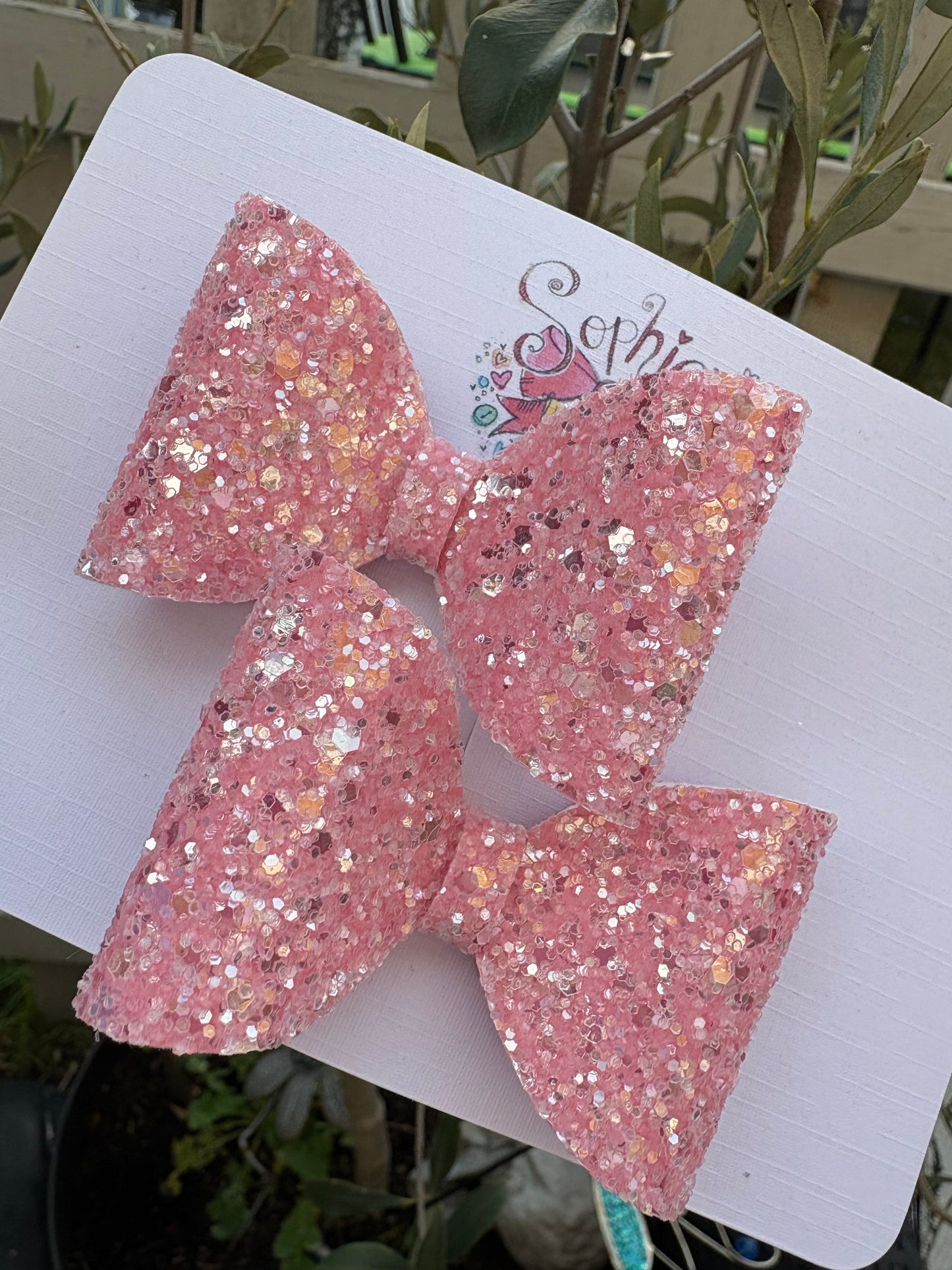 Bubblegum Sequin Chunky Glitter 2.5inch Pigtail Bows