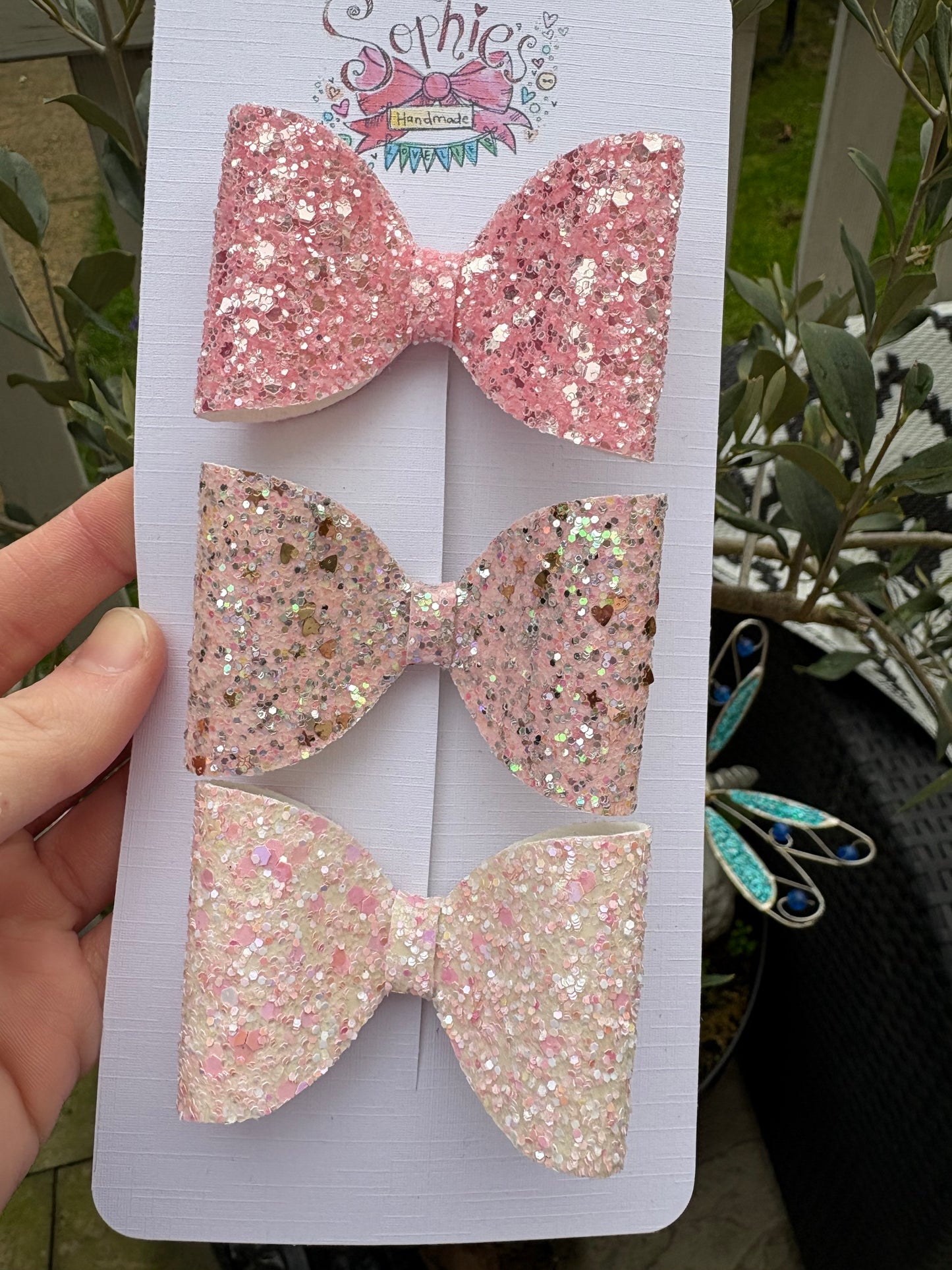 Pink Sparkle 3 Pack 2.5inch Bows