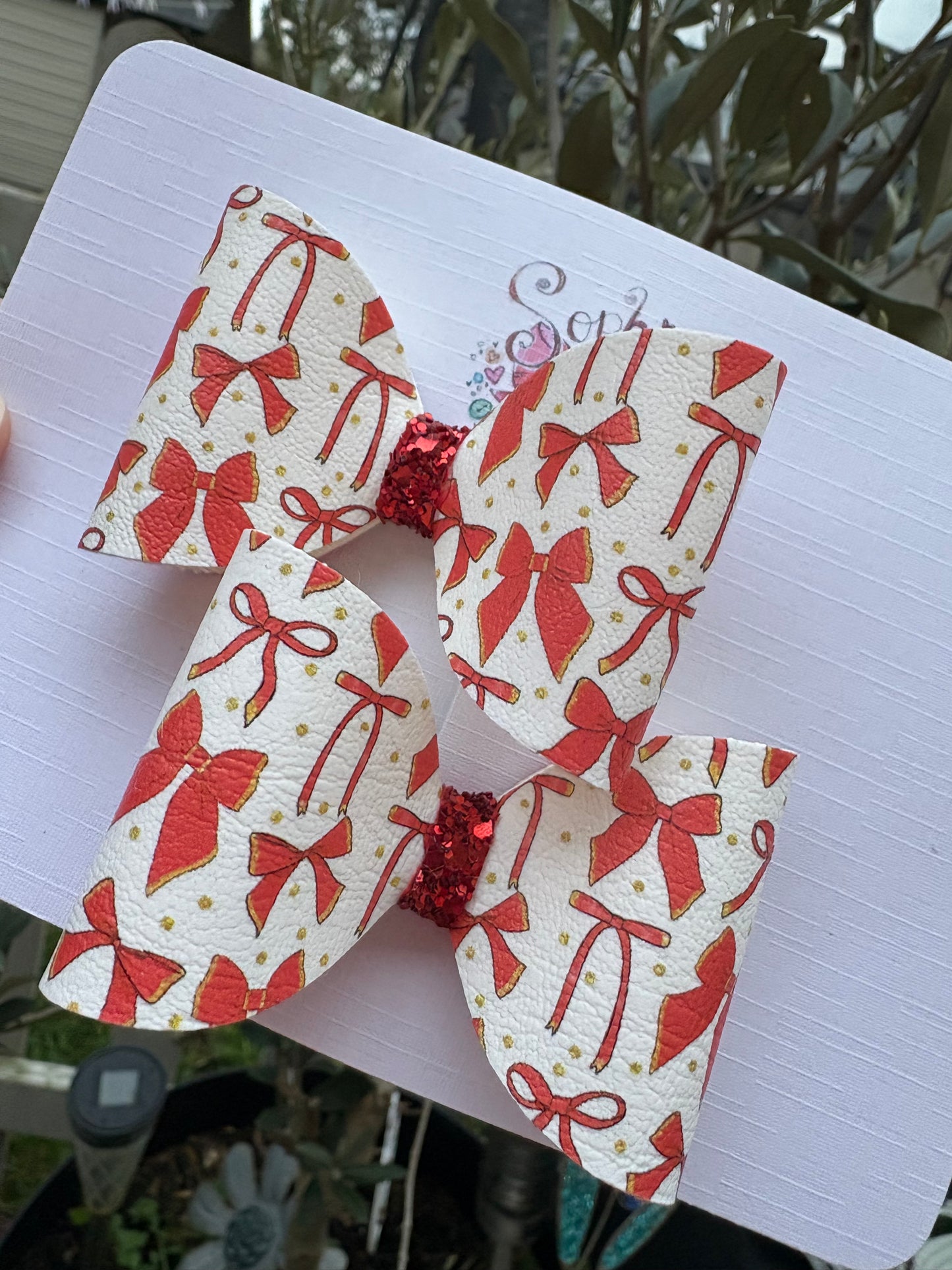 Red Coquette Pigtail Bows 2.5inch