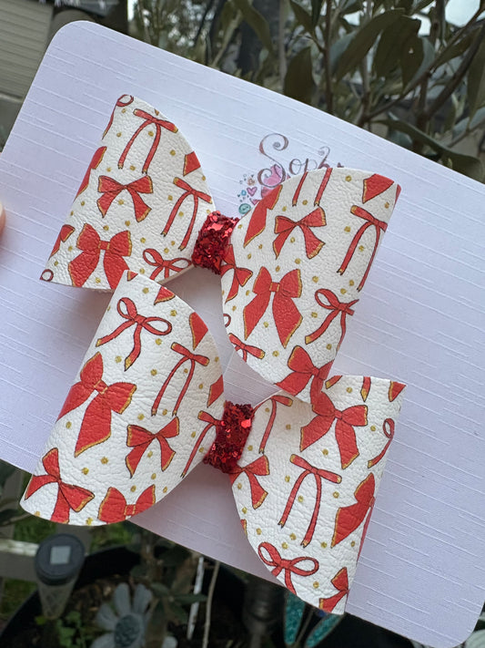 Red Coquette Pigtail Bows 2.5inch