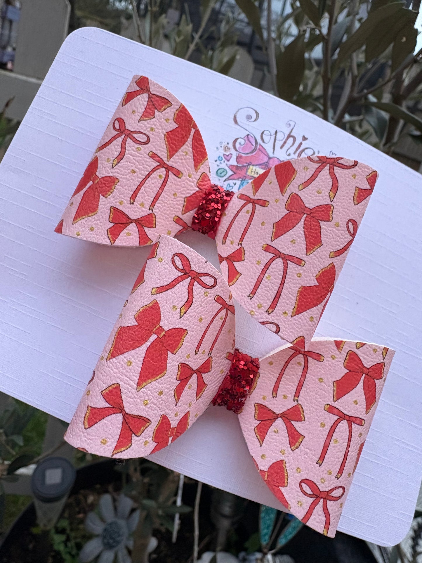 Pink and Red Coquette Pigtail Bows 2.5inch