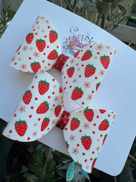 Strawberry 2.5inch Pigtail Bows